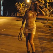 Naughty shemale Nikki Montero gets naked on the street