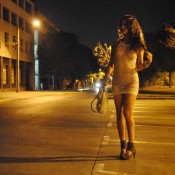 Naughty shemale Nikki Montero gets naked on the street